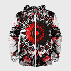Ветровка с капюшоном мужская Красная сюрреалистичная абстракция, цвет: 3D-белый