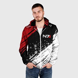 Ветровка с капюшоном мужская Mass Effect - Merry Christmas, цвет: 3D-белый — фото 2