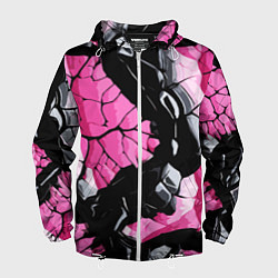 Мужская ветровка Чёрные линии на чёрно-розовом фоне