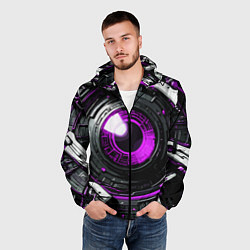 Ветровка с капюшоном мужская Фиолетовая сфера киберпанк, цвет: 3D-черный — фото 2