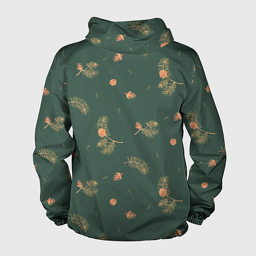 Мужская ветровка Сосновые ветки и шишки / 3D-Черный – фото 2