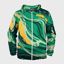 Мужская ветровка Абстрактные полосы в зелёных тонах