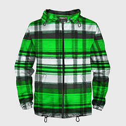 Мужская ветровка Зелёно-белая ткань в клетку