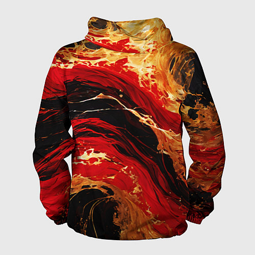 Мужская ветровка Красно-золотые брызги на чёрном фоне / 3D-Черный – фото 2