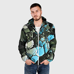 Ветровка с капюшоном мужская Чёрно-синий камень, цвет: 3D-белый — фото 2