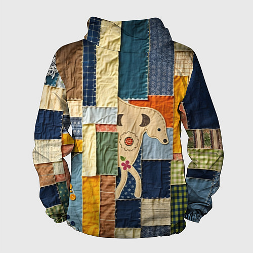 Мужская ветровка Пэчворк с собакой / 3D-Черный – фото 2