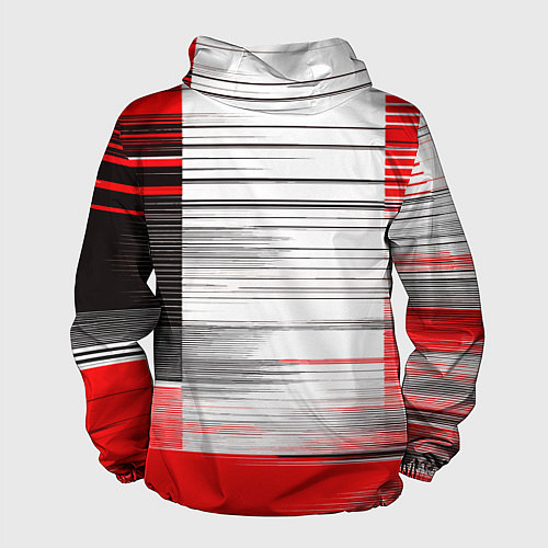 Мужская ветровка Чёрные вертикальные полосы на красно-белом фоне / 3D-Черный – фото 2