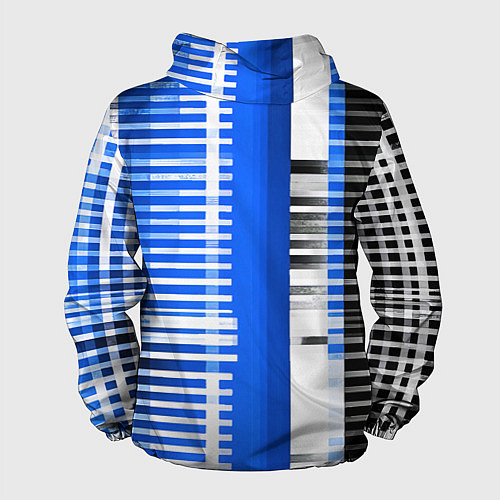 Мужская ветровка White stripes on a black and blue background / 3D-Черный – фото 2