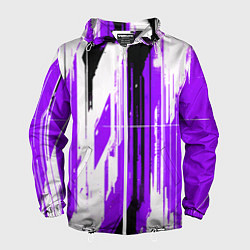 Мужская ветровка Вертикальные чёрно-белые линии на фиолетовом фоне