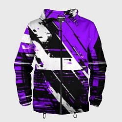Мужская ветровка Diagonal black and white stripes on a purple backg