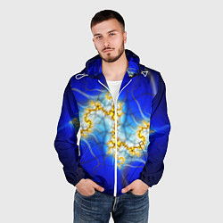 Ветровка с капюшоном мужская Фрактальный узор мерцание, цвет: 3D-белый — фото 2