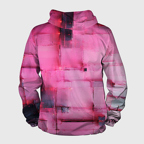 Мужская ветровка Чёрные пятна на розовом фоне абстракция / 3D-Черный – фото 2