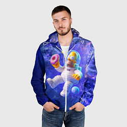 Ветровка с капюшоном мужская Homer Simpson is a brave astronaut, цвет: 3D-белый — фото 2