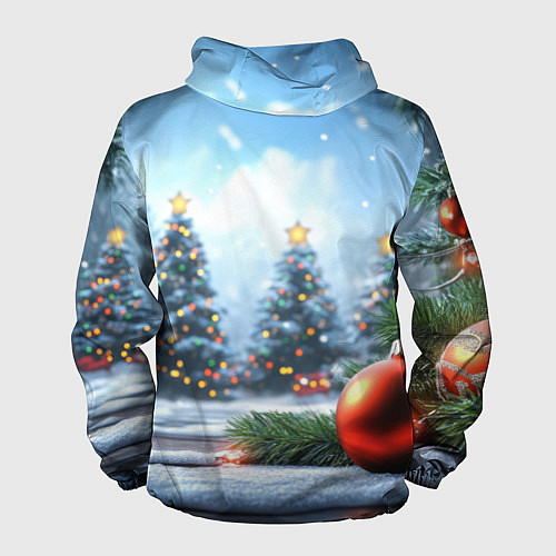 Мужская ветровка Новогодние елки и шар / 3D-Черный – фото 2