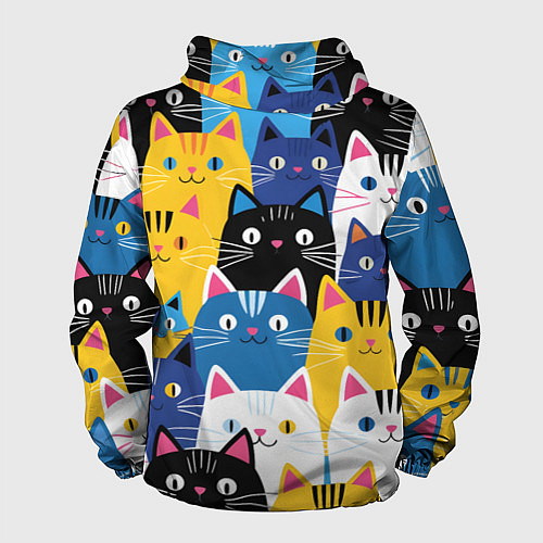 Мужская ветровка Много цветных котиков / 3D-Черный – фото 2