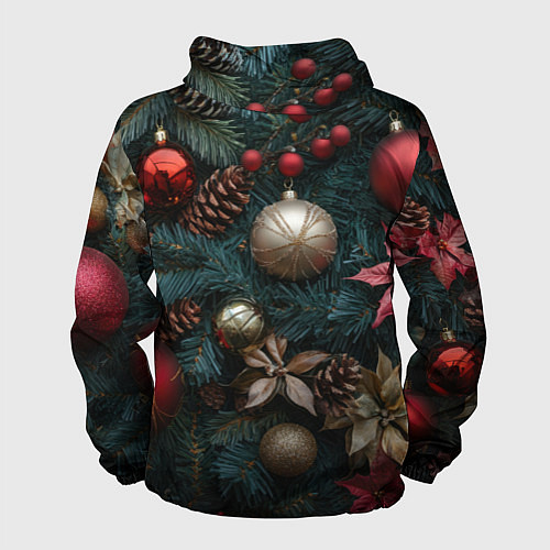 Мужская ветровка Новогодние украшения на елочке / 3D-Черный – фото 2