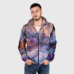 Ветровка с капюшоном мужская Тропинка к новому году, цвет: 3D-черный — фото 2