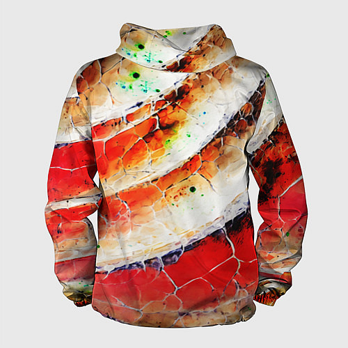 Мужская ветровка Красно-белая волнистая абстракция / 3D-Черный – фото 2