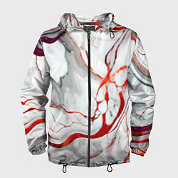 Мужская ветровка Красно-белый мрамор