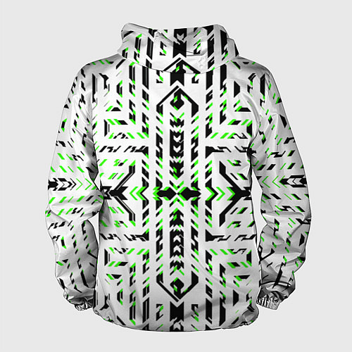Мужская ветровка Чёрно-зелёный диагональные полосы на белом фоне / 3D-Черный – фото 2