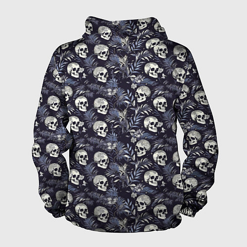 Мужская ветровка Черепа и ветви пальмы / 3D-Черный – фото 2