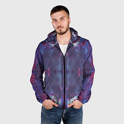Ветровка с капюшоном мужская Тай-дай космос, цвет: 3D-черный — фото 2