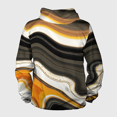 Мужская ветровка Волнистые чёрно-жёлтые полосы на белом фоне / 3D-Черный – фото 2