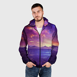 Ветровка с капюшоном мужская Волшебная галактика, цвет: 3D-черный — фото 2