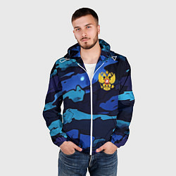 Ветровка с капюшоном мужская Камуфляж с гербом РФ, цвет: 3D-белый — фото 2