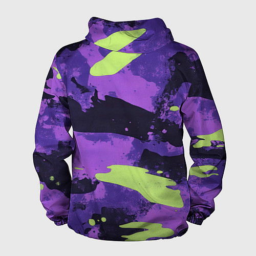 Мужская ветровка Герб РФ на фиолетовом камуфляже / 3D-Черный – фото 2