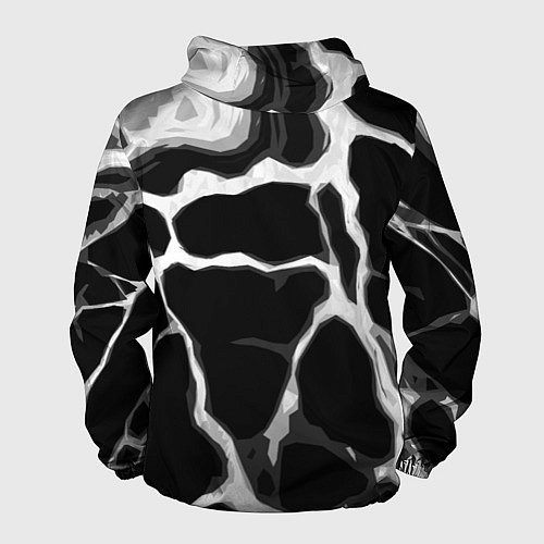 Мужская ветровка Белые абстрактные полосы на чёрном фоне / 3D-Черный – фото 2