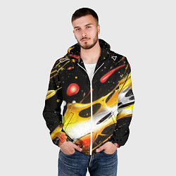 Ветровка с капюшоном мужская Текстура краска, цвет: 3D-белый — фото 2