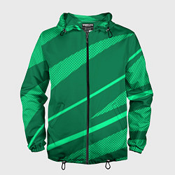 Мужская ветровка Зелёный абстракция с полосами