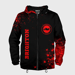 Ветровка с капюшоном мужская Brighton - red gradient вертикально, цвет: 3D-черный