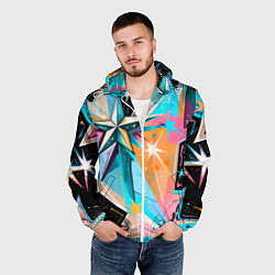 Ветровка с капюшоном мужская Граффити звезды, цвет: 3D-белый — фото 2