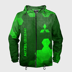 Ветровка с капюшоном мужская Mitsubishi - green gradient вертикально, цвет: 3D-черный