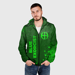 Ветровка с капюшоном мужская Blue Exorcist - green gradient вертикально, цвет: 3D-черный — фото 2