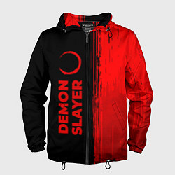 Ветровка с капюшоном мужская Demon Slayer - red gradient по-вертикали, цвет: 3D-черный