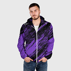 Ветровка с капюшоном мужская The color is purple and black, цвет: 3D-белый — фото 2