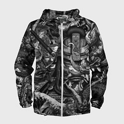 Мужская ветровка Самурай и дракон в стиле татуировки ирезуми