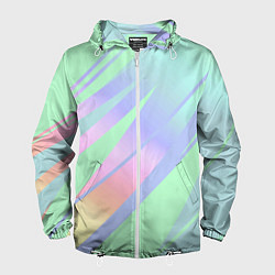 Мужская ветровка Светлый зелёный мятный с полосами градиент