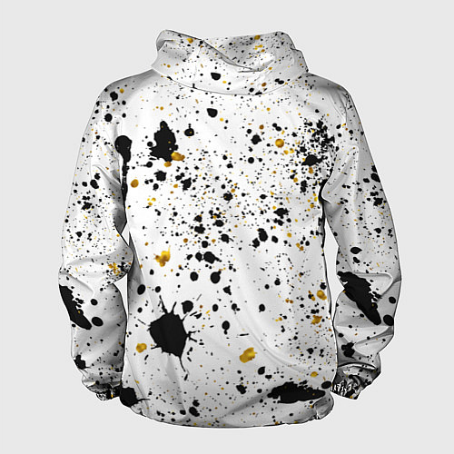 Мужская ветровка Черные и золотистые пятна краски на белом фоне / 3D-Черный – фото 2