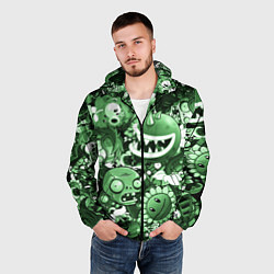 Ветровка с капюшоном мужская Растения против зомби в зеленом цвете, цвет: 3D-черный — фото 2
