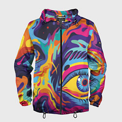Ветровка с капюшоном мужская Глаза вселенной, цвет: 3D-черный