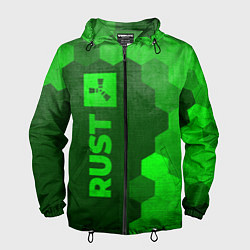 Ветровка с капюшоном мужская Rust - green gradient по-вертикали, цвет: 3D-черный