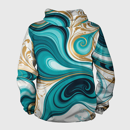 Мужская ветровка Бирюза и золото / 3D-Черный – фото 2