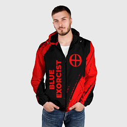 Ветровка с капюшоном мужская Blue Exorcist - red gradient вертикально, цвет: 3D-черный — фото 2