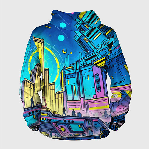 Мужская ветровка Космический город / 3D-Черный – фото 2