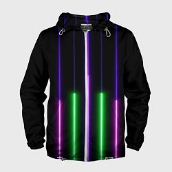 Ветровка с капюшоном мужская Color Purple green pink, цвет: 3D-белый