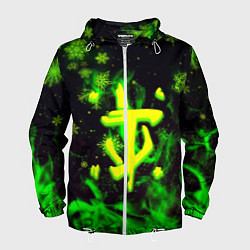 Ветровка с капюшоном мужская Doom кислотный снег в огне лого, цвет: 3D-белый